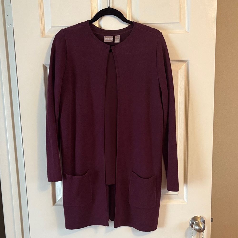 Chico's Deep Burgundy cardigan/blazer and matching top